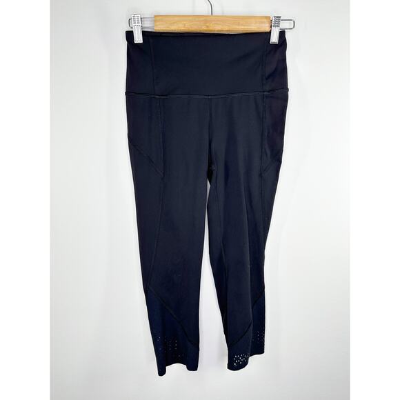 Lululemon Anew Solid Black Full On Luxtreme Active Crop Leggings Women's Size 6 - Picture 7 of 7
